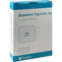 Biatain Alginate Ag Kompressen 5x5 cm mit Silber 10 St
