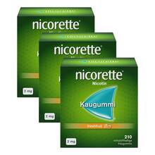 Abbildung: nicorette Kaugummi freshfruit, 2 mg Nikotin Kaugummi, 3x210 St PZN 08032352