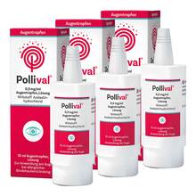 Abbildung: Pollival® Augentropfen mit Azelastin Augentropfen, 3x10 ml PZN 08032648