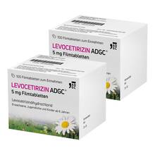 Abbildung: LEVOCETIRIZIN ADGC 5 mg Filmtabletten 2x100 St, Filmtabletten PZN 08032827 