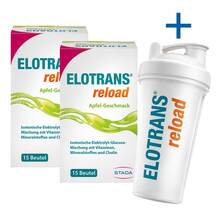 Abbildung: Elotrans reload Elektrolyt-Pulver Apfel Beutel 2x15x7.45 g, Pulver PZN 08032833 