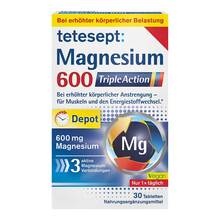 Abbildung: Tetesept Magnesium 600 Triple Action Filmtabletten Filmtabletten, 30 St PZN 19205957