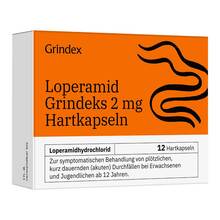 Abbildung: Loperamid Grindeks 2 mg Hartkapseln 12 St, Hartkapseln PZN 19300242
