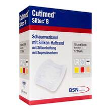 Cutimed Siltec B Schaumverband 10x10 cm mit Haftrand  12 St