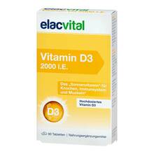 Abbildung: Elacvital Vitamin D3 2000 I.E. Filmtabletten 90 St, Filmtabletten PZN 19474887 