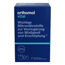 Abbildung: Orthomol Vital Granulat / Tablette / Kapseln Orange 7 St, Kombipackung PZN 20182753 