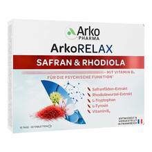 Abbildung: Arkorelax Safran & Rhodiola Tabletten 30 St, Tabletten PZN 20935017 