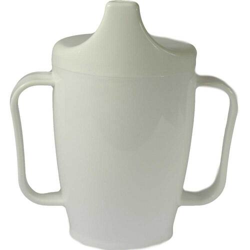 Einnehmebecher mit 2 Griffen + Deckel 12mm wei&szlig; - 1