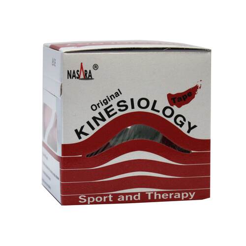 Nasara Kinesio Tape 5 cm x 5 m rot inkl.Spenderbox - 1