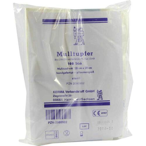 Mulltupfer 20x20cm pflaumengro&szlig; steril - 1