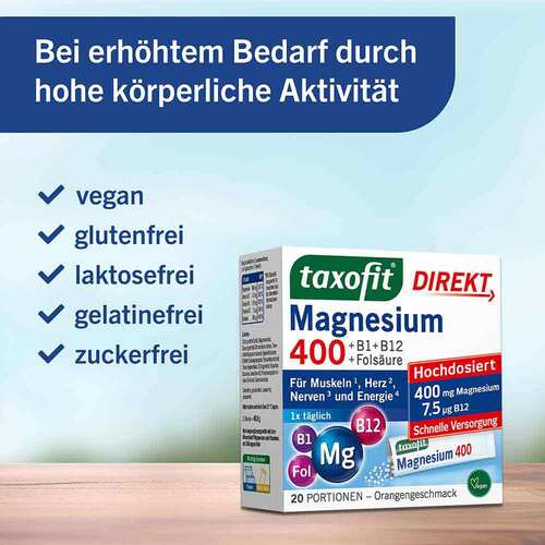 Taxofit Magnesium 400 + B1 + B6 + B12 + Fols&auml;ure 800 Granulat - 4