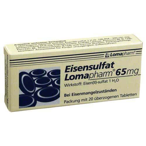 Eisensulfat Lomapharm 65 mg &uuml;berzogene Tabletten - 1