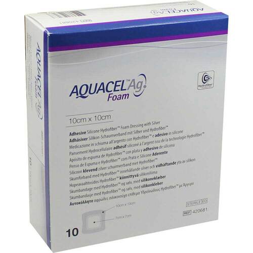 Aquacel Ag Foam adh&auml;siv 10x10cm Verband - 1