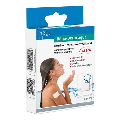 H&ouml;ga Derm aqua transparent Verband mit Wundauflage 5x7cm steril - 1