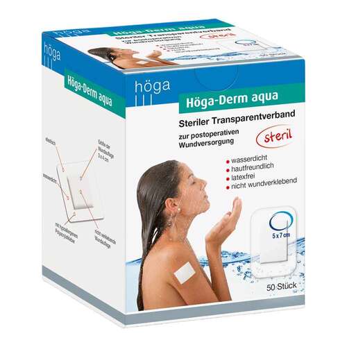 H&ouml;ga Derm aqua transparent Verband mit Wundauflage 5x7cm steril - 1