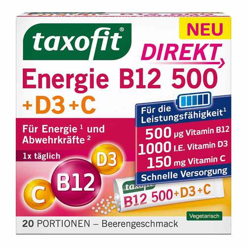 Taxofit Energie B12 500 + D3 + C Direkt Granulat - 1