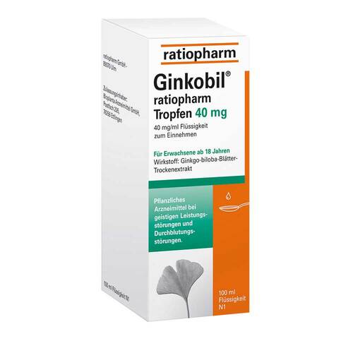 Ginkobil ratiopharm 40mg mit Ginkgo biloba Tropfen - 1