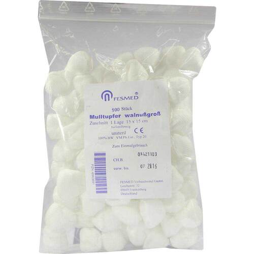 Mulltupfer 15x15cm walnussgro&szlig; ballonf.unsteril - 1