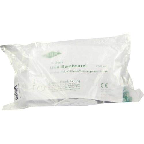 Urin Beinbeutel mit R&uuml;cklaufsperre und Ablauf mit Vlies gerader Ansatz 750ml - 1