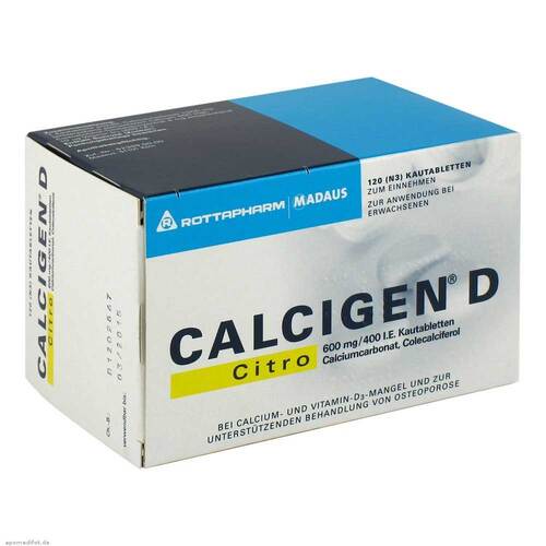 Calcigen D Citro 600 mg / 400 I.E. Kautabletten - 1