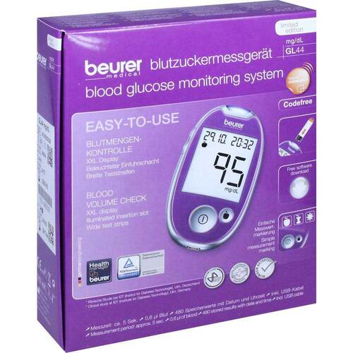 Beurer Blutzuckermessger&auml;t GL 44 mg / dl lila - 1