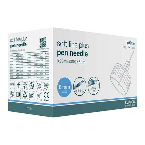 Klinion Soft fine plus Kan&uuml;len 8mm 31G 0,25mm - 1