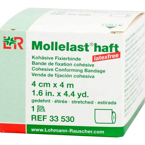 Mollelast haft latexfrei 4cmx4m gedehnt wei&szlig; - 1