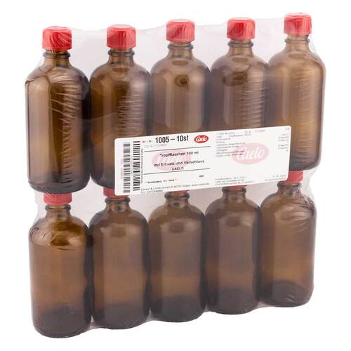 Tropfflasche 100 ml mit Einsatz + Verschlu&szlig; braun - 1