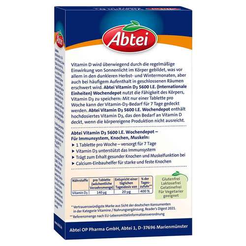 Abtei Vitamin D3 5.600 I.E. Wochendepot Tabletten - 2