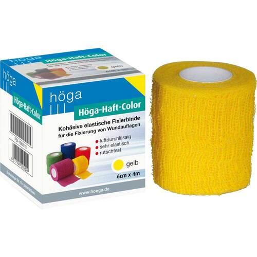 H&ouml;ga Haft Color Fixierbinde 6 cm x 4 m gelb - 1