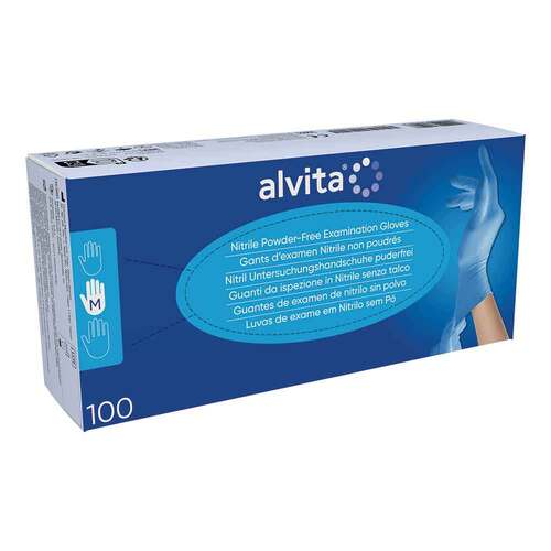 Alvita Nitril Untersuchungshandschuhe unsteril puderfrei M - 1