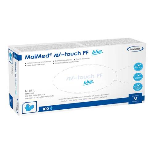 Myclean ni-touch blue PF Handschuhe Nitril unsteril Gr&ouml;&szlig;e M - 1