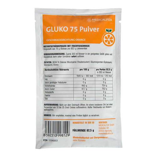 Glukose 75 g Orange Pulver zur Her.e.L&ouml;sung zum Einnehmen - 1