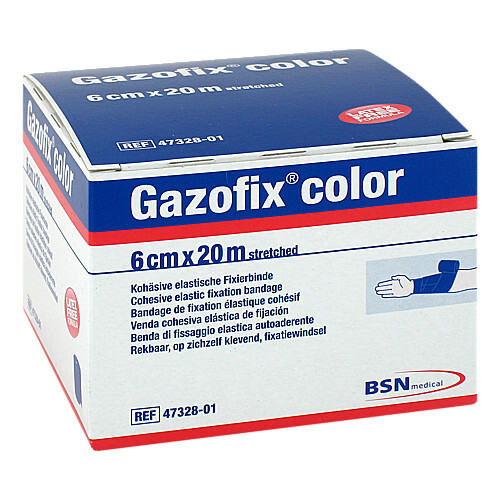 Gazofix color Fixierbinde koh&auml;siv 6 cmx20 m blau - 1