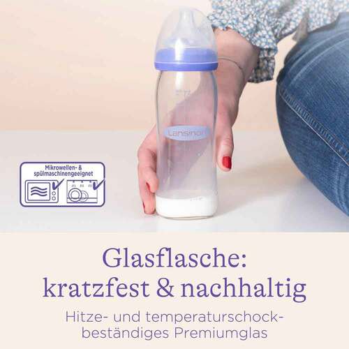 Lansinoh Glas Weithalsflasche 160 ml mit Sauger S - 2
