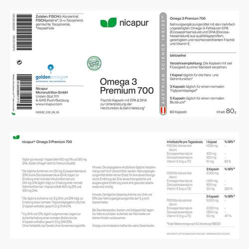 Nicapur Omega 3 Premium 700 Kapseln - 3