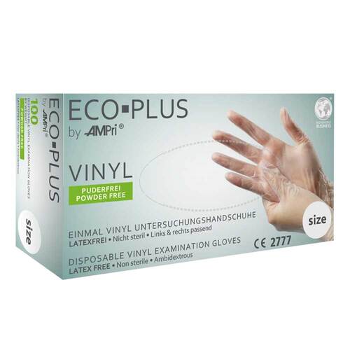 Eco Plus Vinyl U.Handschuhe unsteril puderfrei Gr&ouml;&szlig;e L wei&szlig; - 1