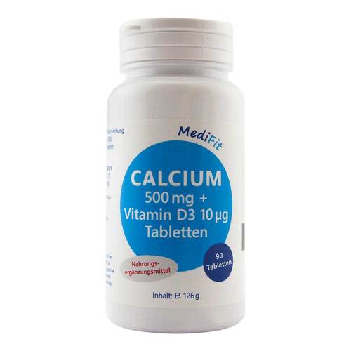 Calcium 500 mg + Vitamin D3 10 µg Tabletten Medifit - 1