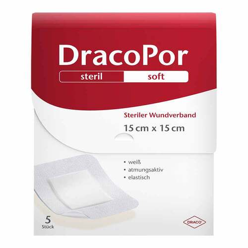 DracoPor Soft wei&szlig; Wundverband 15x15 cm steril - 1