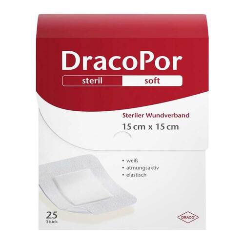 DracoPor Soft wei&szlig; Wundverband 15x15 cm steril - 1