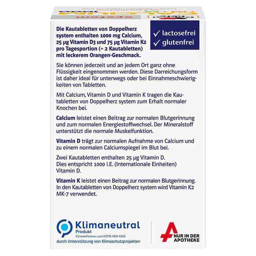 Doppelherz Calcium 1000 + D3 + K2 system Kautabletten - 4