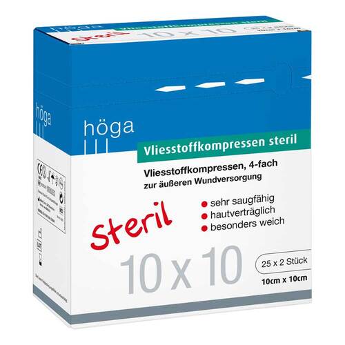 Vliesstoff-Kompressen 10x10 cm steril 4fach - 1