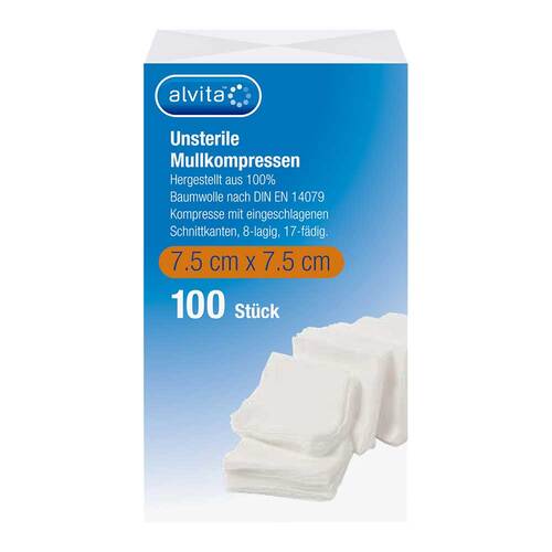 Alvita Mullkompressen unsteril 7,5x7,5 cm - 1