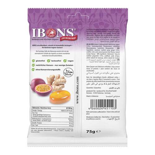 Ibons Ingwer Maracuja ohne Zucker T&uuml;te Lutschbonbons - 2