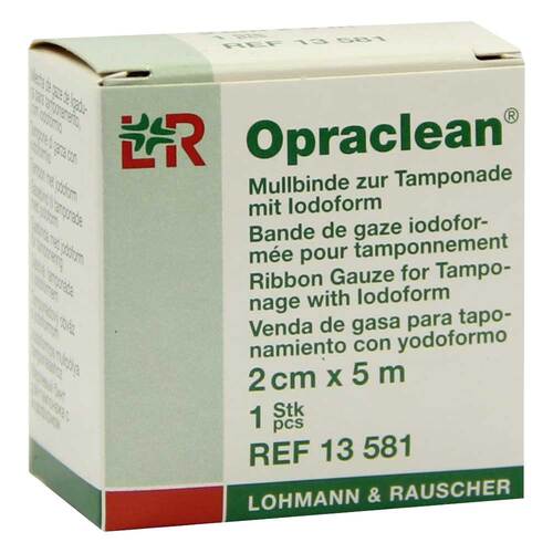 Opraclean Mullbinde z.Tampon.mit Jodoform 2 cmx5 m - 1