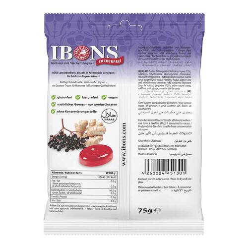 Ibons Ingwer Holunder ohne Zucker T&uuml;te Lutschbonbons - 2