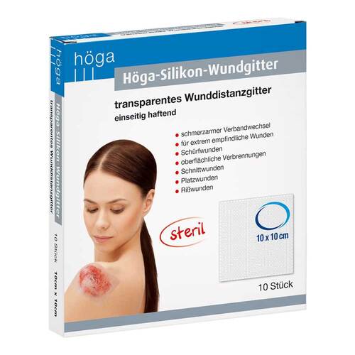 H&ouml;ga-Silikon-Wundgitter 10x10cm einseit.haft.tran. - 1