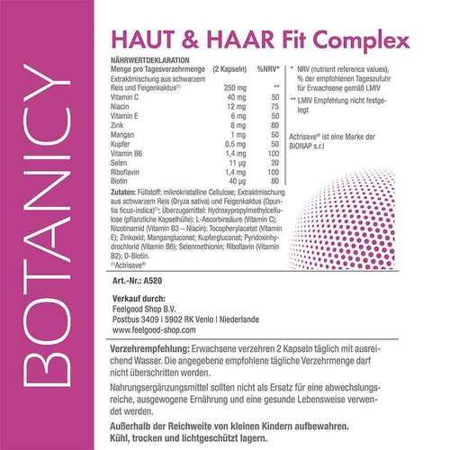 Botanicy Haut &amp; Haar Fit Complex mit Actrisave Kapseln - 5