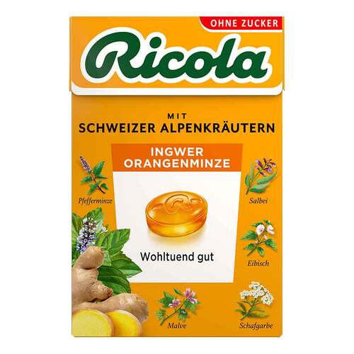 Ricola ohne Zucker Box Ingwer Orangenminze Bonbons - 1