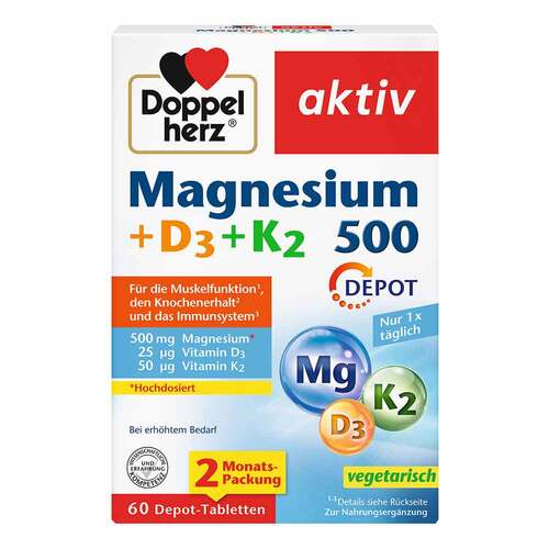 Doppelherz Magnesium 500 + D3 + K2 Depot Tabletten - 1